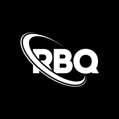 RBQ logosu. RBQ mektubu. RBQ harfli logo tasarımı. Çember ve büyük harfli monogram logosuna bağlı baş harfler RBQ logosu. Teknoloji, iş ve emlak markası için RBQ tipografisi.