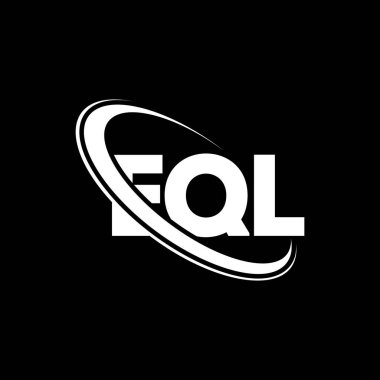 EQL logosu. EQL mektubu. EQL harf logosu tasarımı. Çember ve büyük harfli monogram logosuna bağlı baş harfler. Teknoloji, iş ve emlak markası için EQL tipografisi.