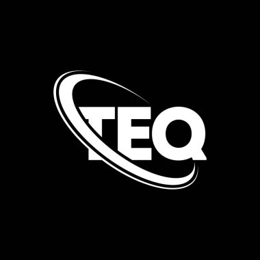 TEQ logosu. TEQ mektubu. TEQ harf logosu tasarımı. Çember ve büyük harfli monogram logosuna bağlı ilk TEQ logosu. Teknoloji, iş ve emlak markası için TEQ tipografisi.