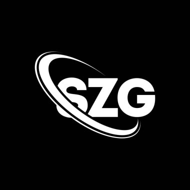 SZG logosu. SZG harfi. SZG harf logosu tasarımı. Çember ve büyük harfli monogram logosuna bağlı SZG logosu. Teknoloji, iş ve emlak markası için SZG tipografisi.