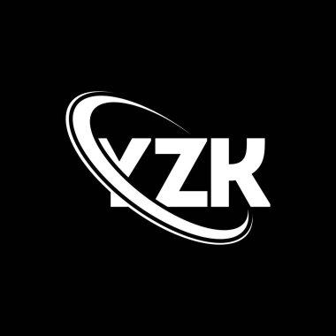 YZK logosu. YZK mektubu. YZK harf logosu tasarımı. Çember ve büyük harfli monogram logosuyla birleştirilmiş YZK logosu. Teknoloji, iş ve emlak markası için YZK tipografisi.