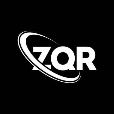 ZQR logosu. ZQR harfi. ZQR harf logosu tasarımı. Çember ve büyük harfli monogram logosuna bağlı baş harfler ZQR logosu. Teknoloji, iş ve emlak markası için ZQR tipografisi.