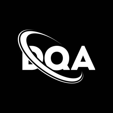 DQA logosu. DQA mektubu. DQA mektup logosu tasarımı. Daire ve büyük harfli monogram logosuna bağlı baş harfler. Teknoloji, iş ve emlak markası için DQA tipografisi.