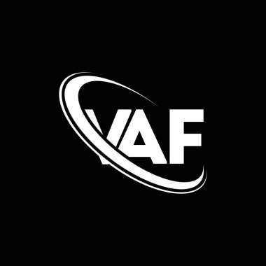 VAF logosu. VAF mektubu. VAF mektup logosu tasarımı. Çember ve büyük harfli monogram logosuna bağlı VAF logosu. Teknoloji, iş ve emlak markası için VAF tipografisi.