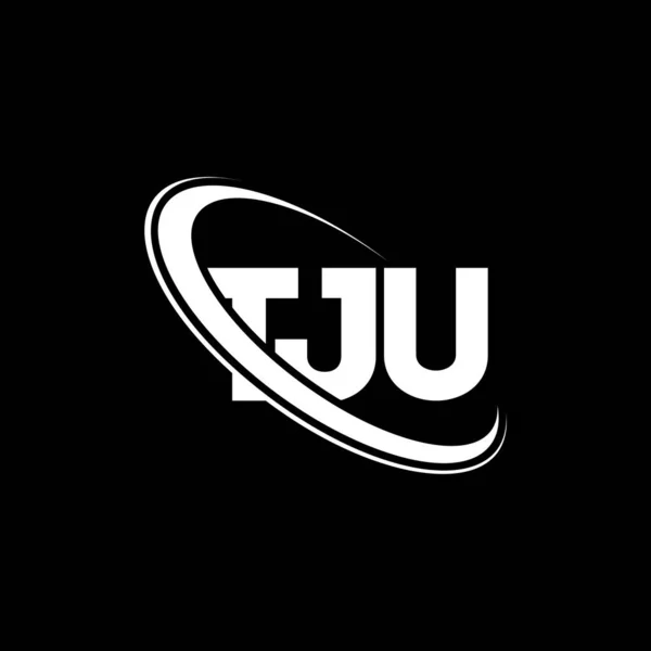 Tjuのロゴ Tjuの手紙 Tju手紙のロゴデザイン 初期のTjuのロゴは サークルと大文字のモノグラムのロゴとリンクされています テクノロジー ビジネス 不動産ブランドのためのTjuタイポグラフィ — ストックベクタ
