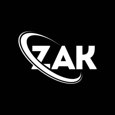 ZAK logosu. ZAK mektubu. ZAK mektup logosu tasarımı. Çember ve büyük harfli monogram logosuna bağlı baş harfler ZAK logosu. Teknoloji, iş ve emlak markası için ZAK tipografisi.