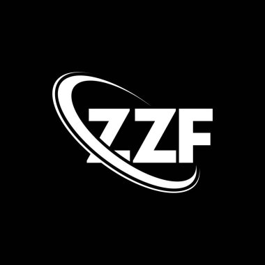 ZZF logosu. ZZF mektubu. ZZF harf logosu tasarımı. Çember ve büyük harfli monogram logosuna bağlı baş harfler ZZF logosu. Teknoloji, iş ve emlak markası için ZZF tipografisi.