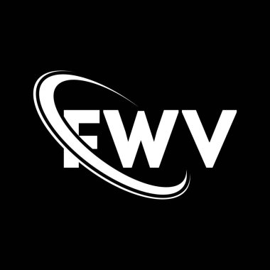 FWV logosu. FWV mektubu. FWV mektup logosu tasarımı. Çember ve büyük harfli monogram logosuna bağlı FWV logosu. Teknoloji, iş ve emlak markası için FWV tipografisi.