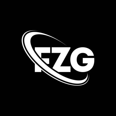 FZG logosu. FZG harfi. FZG harf logosu tasarımı. Çember ve büyük harfli monogram logosuna bağlı FZG logosu. Teknoloji, iş ve emlak markası için FZG tipografisi.