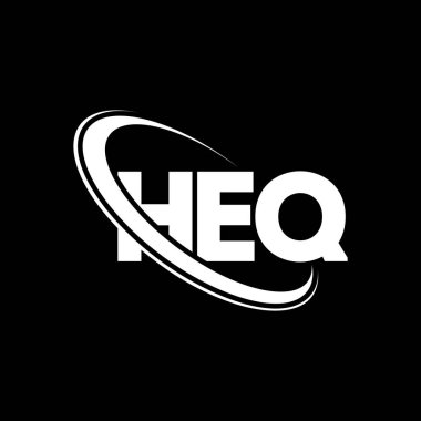 HEQ logosu. HEQ mektubu. HEQ mektup logosu tasarımı. Çember ve büyük harfli monogram logosuna bağlı HEQ logosu. Teknoloji, iş ve emlak markası için HEQ tipografisi.