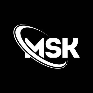 MSK logosu. MSK mektubu. MSK mektup logosu tasarımı. Çember ve büyük harfli monogram logosuna bağlı baş harfler MSK logosu. Teknoloji, iş ve emlak markası için MSK tipografisi.