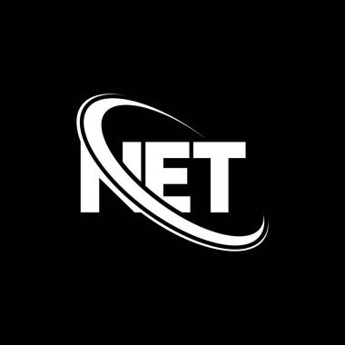 NET logo. Yeni mektup. NET harf logosu tasarımı. Çember ve büyük harfli monogram logosuna bağlı baş harfler NET logosu. Teknoloji, iş ve emlak markası için NET tipografisi.