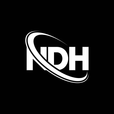 NDH logosu. NDH mektubu. NDH harf logosu tasarımı. Çember ve büyük harfli monogram logosuna bağlı baş harfler NDH logosu. Teknoloji, iş ve emlak markası için NDH tipografisi.