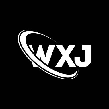 WXJ logosu. WXJ mektubu. WXJ harf logosu tasarımı. Çember ve büyük harfli monogram logosuna bağlı WXJ logosu. Teknoloji, iş ve emlak markası için WXJ tipografisi.