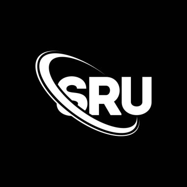 SRU logosu. SRU mektubu. SRU mektup logosu tasarımı. Çember ve büyük harfli monogram logosuna bağlı SRU logosu. Teknoloji, iş ve emlak markası için SRU tipografisi.