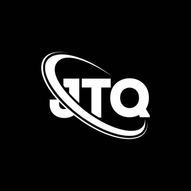 JTQ logosu. JTQ mektubu. JTQ harf logosu tasarımı. Çember ve büyük harfli monogram logosuna bağlı JTQ logosu. Teknoloji, iş ve emlak markası için JTQ tipografisi.