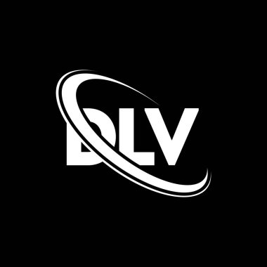 DLV logosu. DLV mektubu. DLV harf logosu tasarımı. Daire ve büyük harfli monogram logosuna bağlı DLV logosu. Teknoloji, iş ve emlak markası için DLV tipografisi.