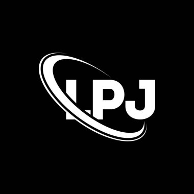 LPJ logosu. LPJ mektubu. LPJ harf logosu tasarımı. Çember ve büyük harfli monogram logosuyla birleştirilmiş ilk LPJ logosu. Teknoloji, iş ve emlak markası için LPJ tipografisi.