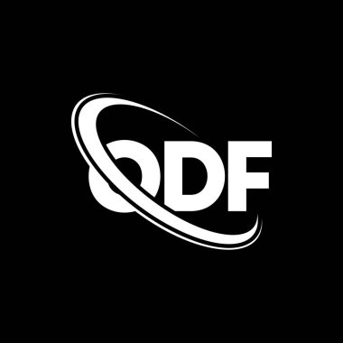 ODF logosu. ODF mektubu. ODF mektup logosu tasarımı. Çember ve büyük harfli monogram logosuna bağlı baş harfler. Teknoloji, iş ve emlak markası için ODF tipografisi.