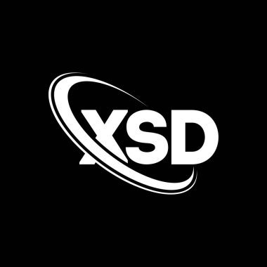 XSD logosu. XSD mektubu. XSD harf logosu tasarımı. Çember ve büyük harfli monogram logosuna bağlı XSD logosu. Teknoloji, iş ve emlak markası için XSD tipografisi.