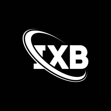 IXB logosu. IXB mektubu. IXB harfli logo tasarımı. Daireye ve büyük harfli monogram logosuna bağlı baş harfler IXB logosu. Teknoloji, iş ve emlak markası için IXB tipografisi.