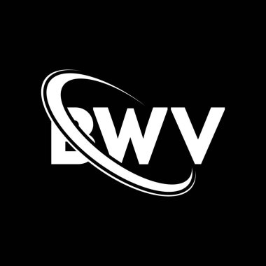 BWV logosu. BWV mektubu. BWV harf logosu tasarımı. Çember ve büyük harfli monogram logosuyla birleştirilmiş BWV logosu. Teknoloji, iş ve emlak markası için BWV tipografisi.