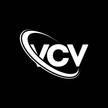 VCV logosu. VCV harfi. VCV harf logosu tasarımı. Çember ve büyük harfli monogram logosuna bağlı VCV logosu. Teknoloji, iş ve emlak markası için VCV tipografisi.