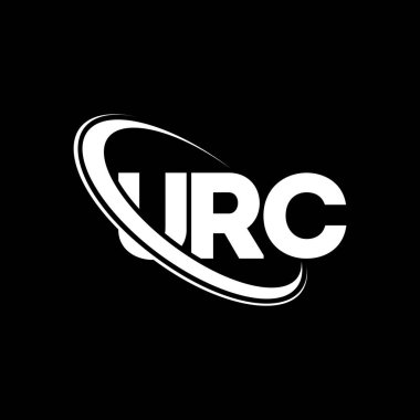URC logosu. URC mektubu. URC harf logo tasarımı. Çember ve büyük harfli monogram logosuna bağlı URC logosu. Teknoloji, iş ve emlak markası için URC tipografisi.