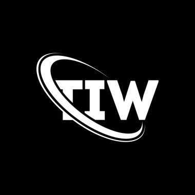 TIW logosu. TIW mektubu. TIW harf logosu tasarımı. Çember ve büyük harfli monogram logosuna bağlı TIW logosu. Teknoloji, iş ve emlak markası için TIW tipografisi.