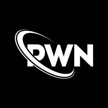 PWN logosu. PWN mektubu. PWN harfli logo tasarımı. Çember ve büyük harfli monogram logosuna bağlı baş harfler PWN logosu. Teknoloji, iş ve emlak markası için PWN tipografisi.