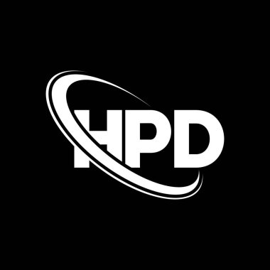 HPD logosu. HPD mektubu. HPD mektup logosu tasarımı. Çember ve büyük harfli monogram logosuna bağlı HPD logosunun baş harfleri. Teknoloji, iş ve emlak markası için HPD tipografisi.