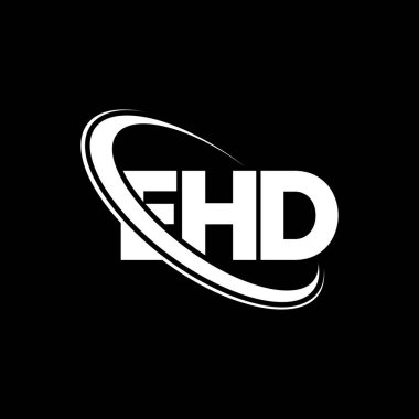 EHD logosu. EHD harfi. EHD harf logosu tasarımı. Çember ve büyük harfli monogram logosuyla EHD logosunun baş harfleri. Teknoloji, iş ve emlak markası için EHD tipografisi.