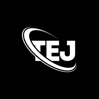 TEJ logosu. TEJ mektubu. TEJ harf logosu tasarımı. Çember ve büyük harfli monogram logosuna bağlı olan TEJ logosu. Teknoloji, iş ve emlak markası için TEJ tipografisi.