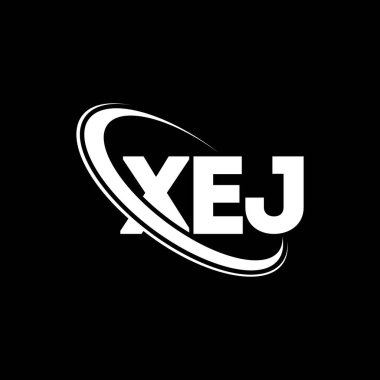 XEJ logosu. XEJ mektubu. XEJ harf logosu tasarımı. Çember ve büyük harfli monogram logosuyla birleştirilmiş XEJ logosu. Teknoloji, iş ve emlak markası için XEJ tipografisi.