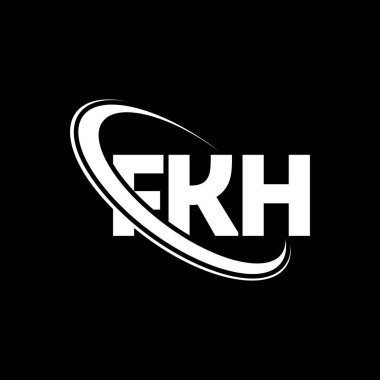 FKH logosu. FKH mektubu. FKH harf logosu tasarımı. Çember ve büyük harfli monogram logosuna bağlı FKH logosu. Teknoloji, iş ve emlak markası için FKH tipografisi.