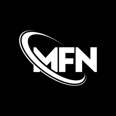 MFN logosu. MFN mektubu. MFN harf logosu tasarımı. Çember ve büyük harfli monogram logosuna bağlı baş harfler MFN. Teknoloji, iş ve emlak markası için MFN tipografisi.