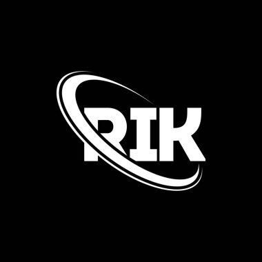 RIK logosu. RIK mektubu. RIK mektup logosu tasarımı. RİK logosunun baş harfleri daire ve büyük harfli monogram logosuna bağlı. Teknoloji, iş ve emlak markası için RIK tipografisi.