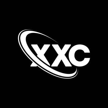 XXC logosu. XXC harfi. XXC harf logosu tasarımı. Çember ve büyük harfli monogram logosuna bağlı XXC logosu. Teknoloji, iş ve emlak markası için XXC tipografisi.