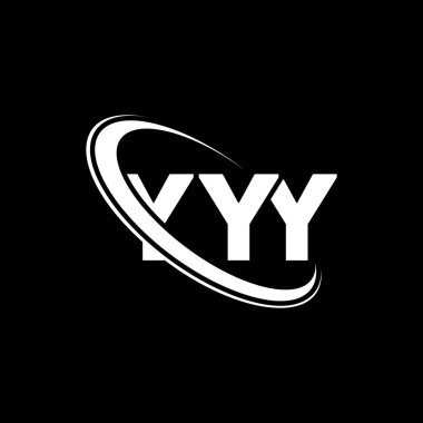 YY logosu. YY mektubu. YYY harf logosu tasarımı. Çember ve büyük harfli monogram logosuyla birleştirilmiş YYY logosu. Teknoloji, iş ve emlak markası için YYY tipografisi.