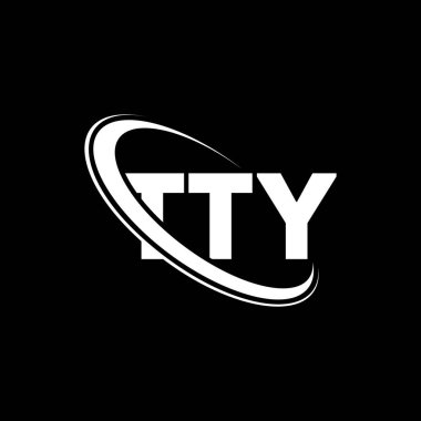 TTY logosu. TTY mektubu. TTY harf logosu tasarımı. Çember ve büyük harfli monogram logosuna bağlı TTY logosu. Teknoloji, iş ve emlak markası için TTY tipografisi.