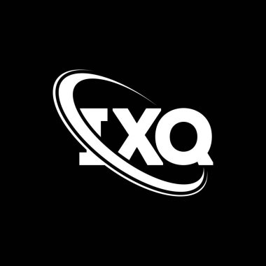 IXQ logosu. IXQ mektubu. IXQ harfi logo tasarımı. Daireye ve büyük harfli monogram logosuna bağlı ilk IXQ logosu. Teknoloji, iş ve emlak markası için IXQ tipografisi.