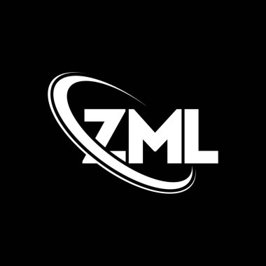 ZML logosu. ZML harfi. ZML harf logosu tasarımı. Çember ve büyük harfli monogram logosuna bağlı baş harfler ZML logosu. Teknoloji, iş ve emlak markası için ZML tipografisi.