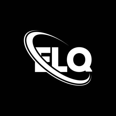 ELQ logosu. ELQ mektubu. ELQ mektup logosu tasarımı. Çember ve büyük harfli monogram logosuyla birleştirilmiş ELQ logosu. Teknoloji, iş ve emlak markası için ELQ tipografisi.