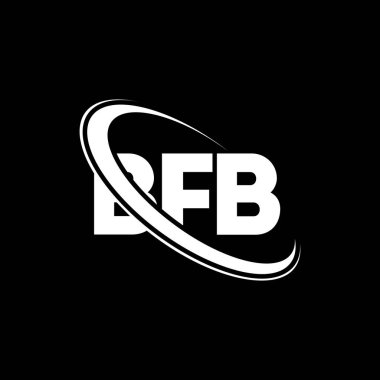 BFB logosu. BFB mektubu. BFB harfli logo tasarımı. Çember ve büyük harfli monogram logosuna bağlı BFB logosu. Teknoloji, iş ve emlak markası için BFB tipografisi.