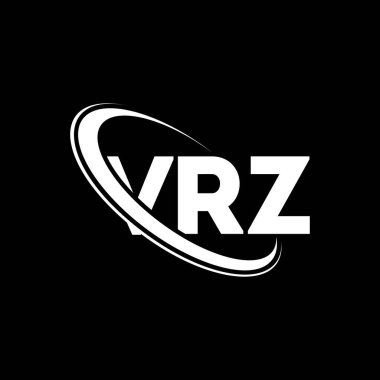 VRZ logosu. VRZ harfi. VRZ harf logosu tasarımı. Çember ve büyük harfli monogram logosuna bağlı VRZ logosu. Teknoloji, iş ve emlak markası için VRZ tipografisi.