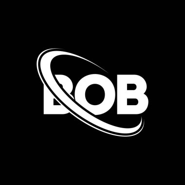 BOB logosu. Bob mektubu. BOB harfi logo tasarımı. Çember ve büyük harfli monogram logosuna bağlı BOB logosu. Teknoloji, iş ve emlak markası için BOB tipografisi.