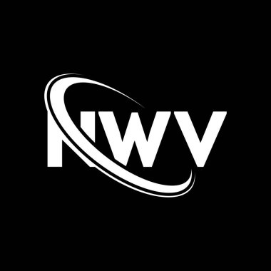 NWV logosu. NWV mektubu. NWV mektup logosu tasarımı. Çember ve büyük harfli monogram logosuna bağlı NWV logosu. Teknoloji, iş ve emlak markası için NWV tipografisi.