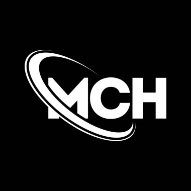Kibrit logosu. MCH mektubu. MCH harfli logo tasarımı. Çember ve büyük harfli monogram logosuna bağlı baş harfler MCH logosu. Teknoloji, iş ve emlak markası için MCH tipografisi.