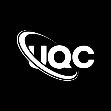 UQC logosu. UQC mektubu. UQC harf logosu tasarımı. Çember ve büyük harfli monogram logosuna bağlı UQC logosu. Teknoloji, iş ve emlak markası için UQC tipografisi.