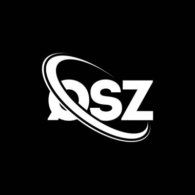 QSZ logosu. QSZ harfi. QSZ harf logosu tasarımı. Çember ve büyük harfli monogram logosuna bağlı QSZ logosu. QSZ teknoloji, iş ve gayrimenkul markası tipografisi.